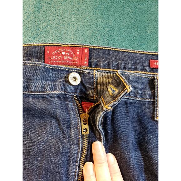 Lucky Brand Jeans Sz 42x32 Mens Blue Pants Stretch 429 Classic Striaght Dark - Picture 6 of 14